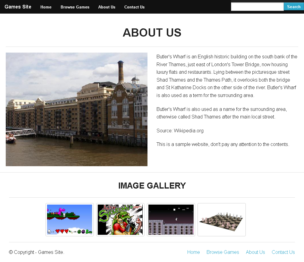 Zurb Foundation Framework Game Site About Us Page