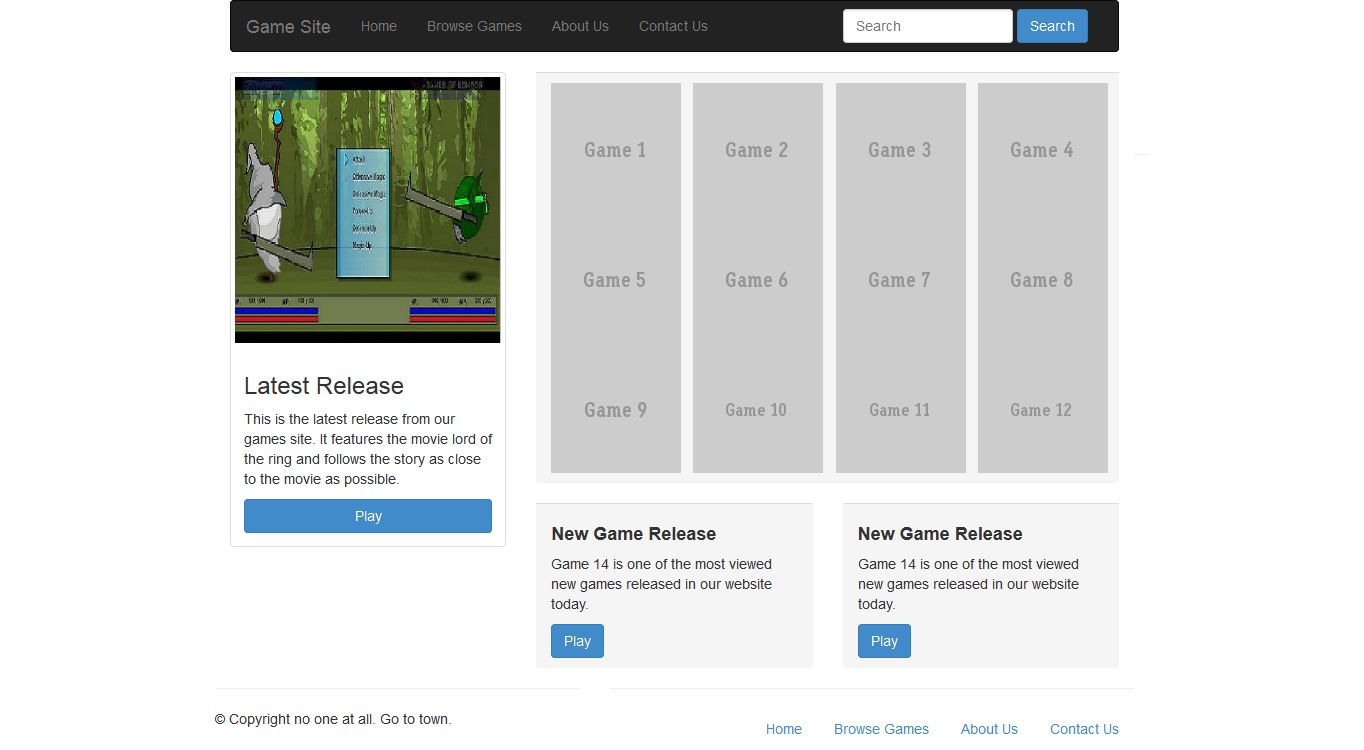 Twitter Bootstrap Game Site Website Browse Game Page